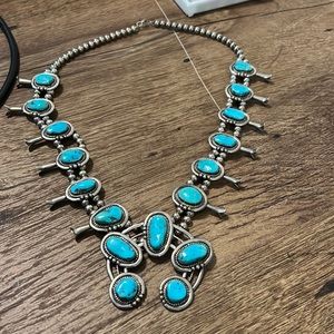 Stirling silver and turquoise necklace with horseshoe